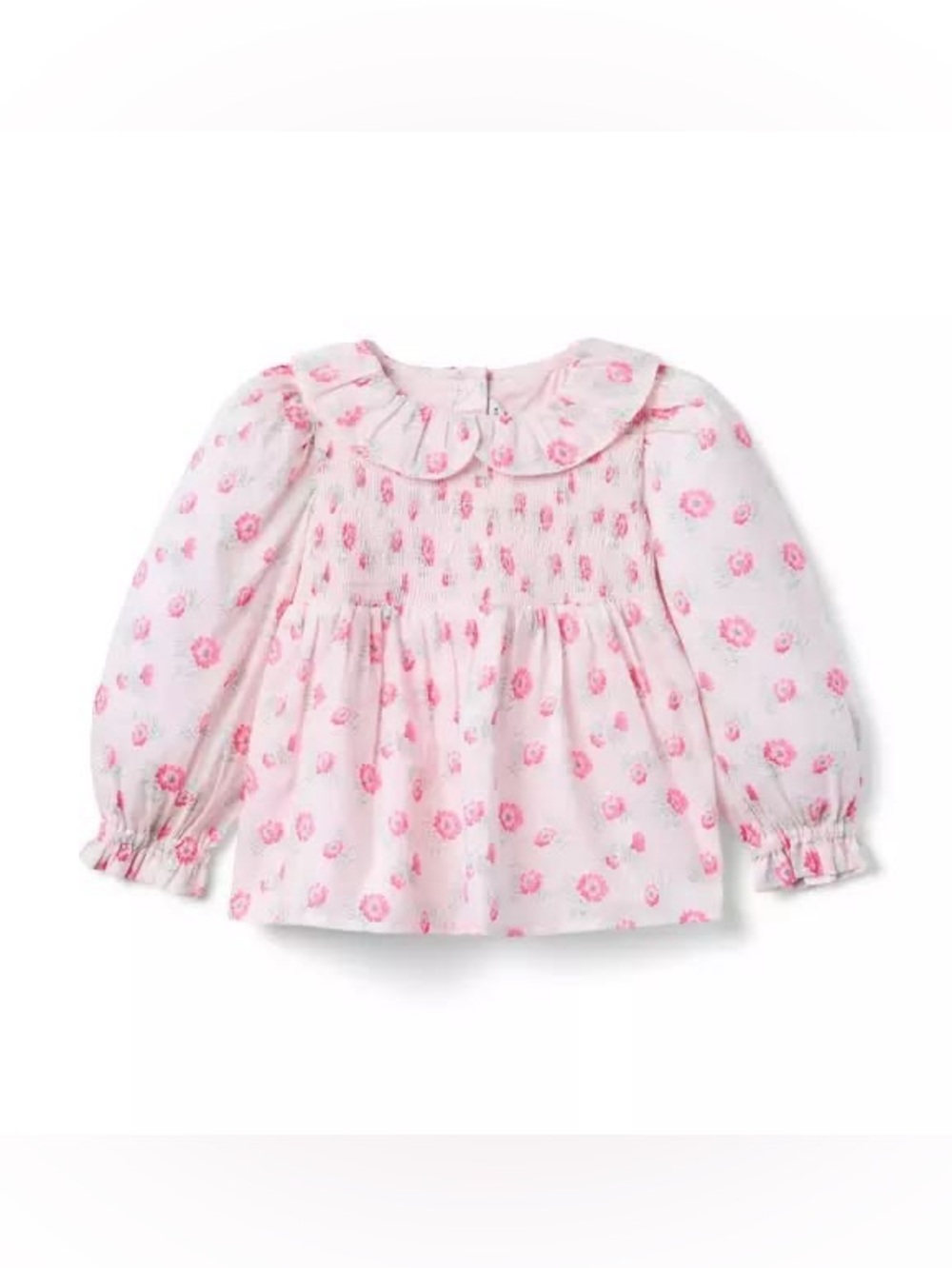 Janie and Jack Pink Floral Smocked Blouse with Peter Pan Collar size 2T